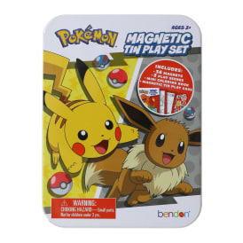 Train and battle like a pro with the Pokemon Magnetic Tin Play set. With magnetic pieces and a tin carrying case, you can take your favorite Pokemon anywhere for epic battles and endless fun. Gotta catch 'em all (in one convenient tin)!