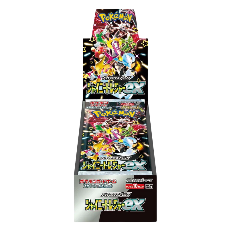 Gotta catch 'em all with the Pokémon Scarlet & Violet Shiny Treasures booster pack! Unleash the power of rare and shiny Pokémon cards to outwit and defeat your opponents. Take your collection to the next level with these exclusive treasures. Catch 'em while you can!